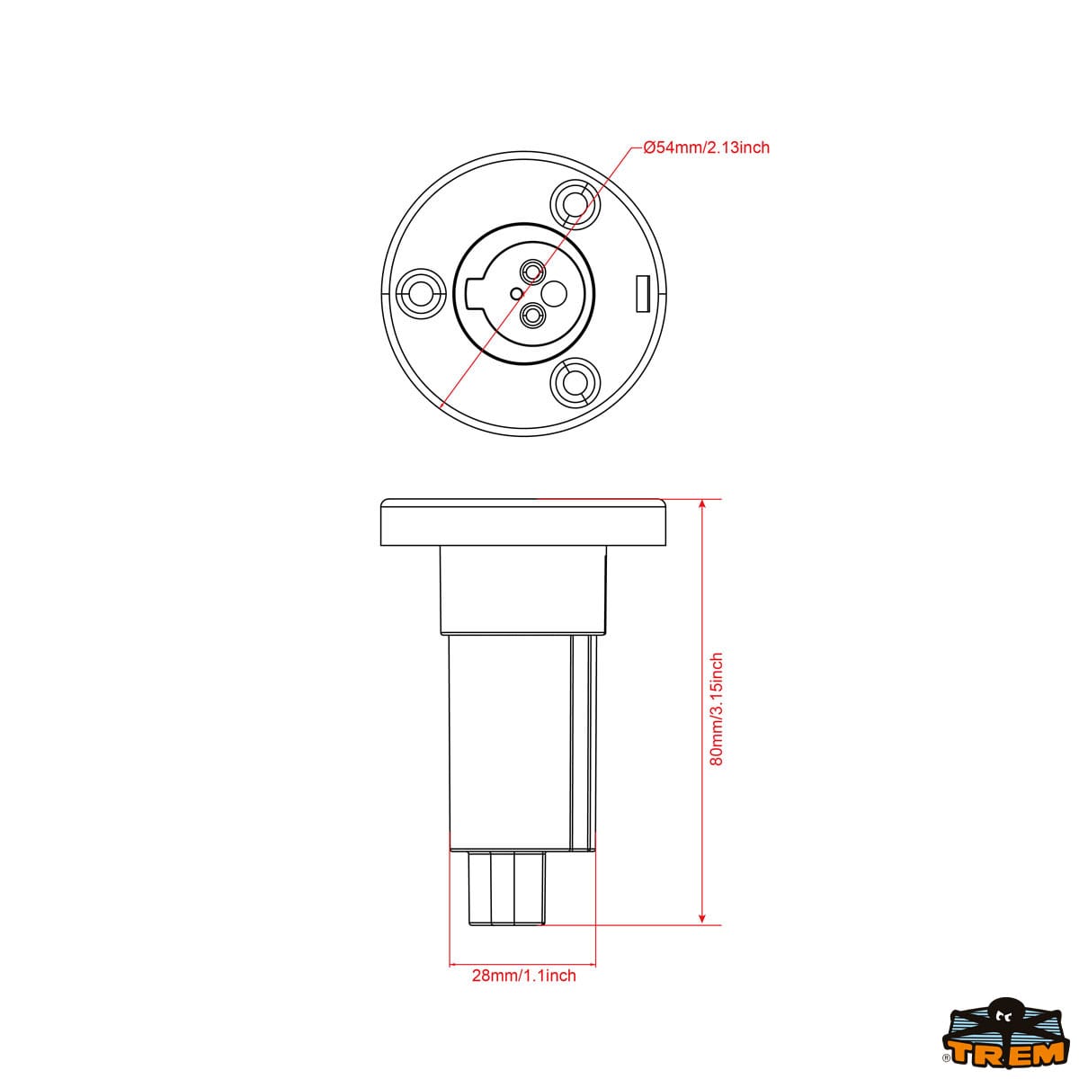 Base di ricambio per aste ad incasso su piano in nylon + acciaio inox AISI 316 - immagine 2