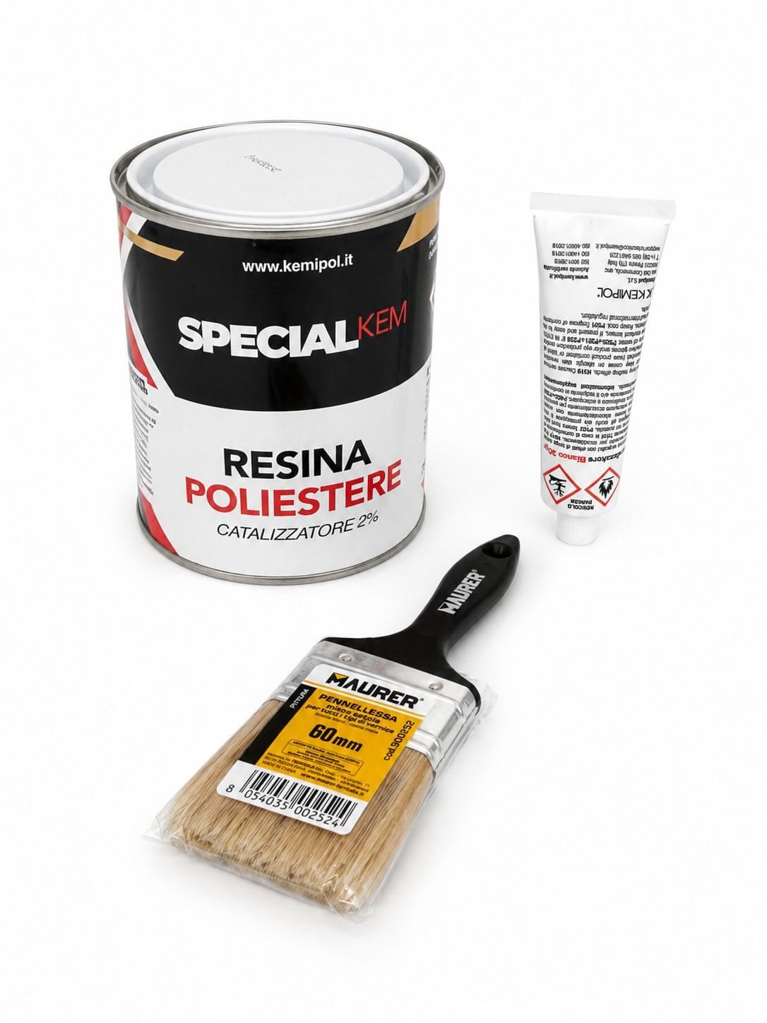 Kit vetroresina -resina+catalizzatore+fibra vetro 300+pennello - immagine 2